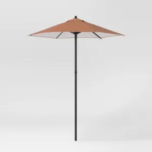 6' Round Outdoor Patio Market Umbrella Cosmic Rust with Black Pole - Room Essentials