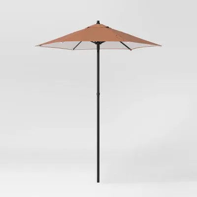 6' Round Outdoor Patio Market Umbrella Cosmic Rust with Black Pole - Room Essentials