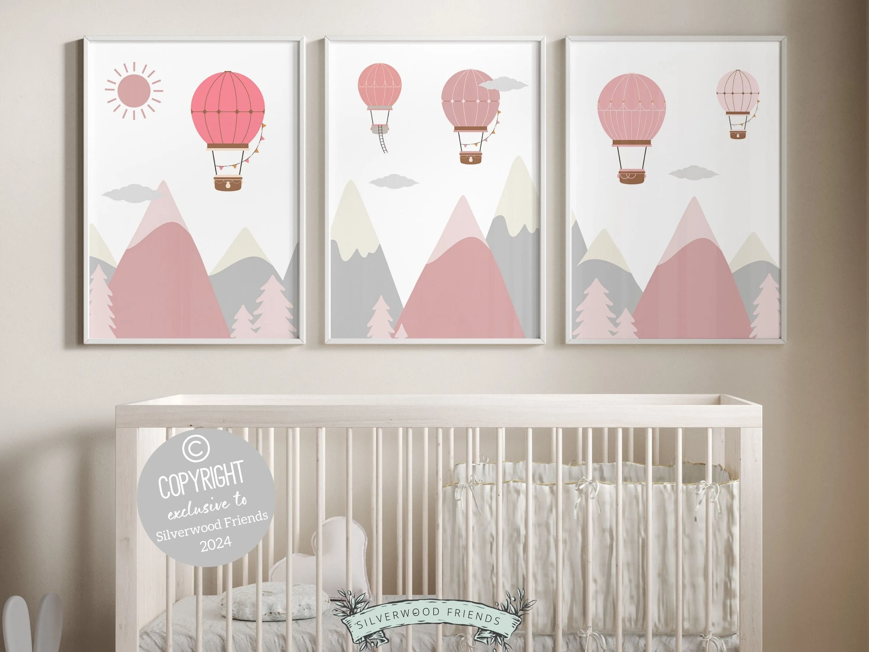 Blush Pink Hot Air Balloon Adventure Prints