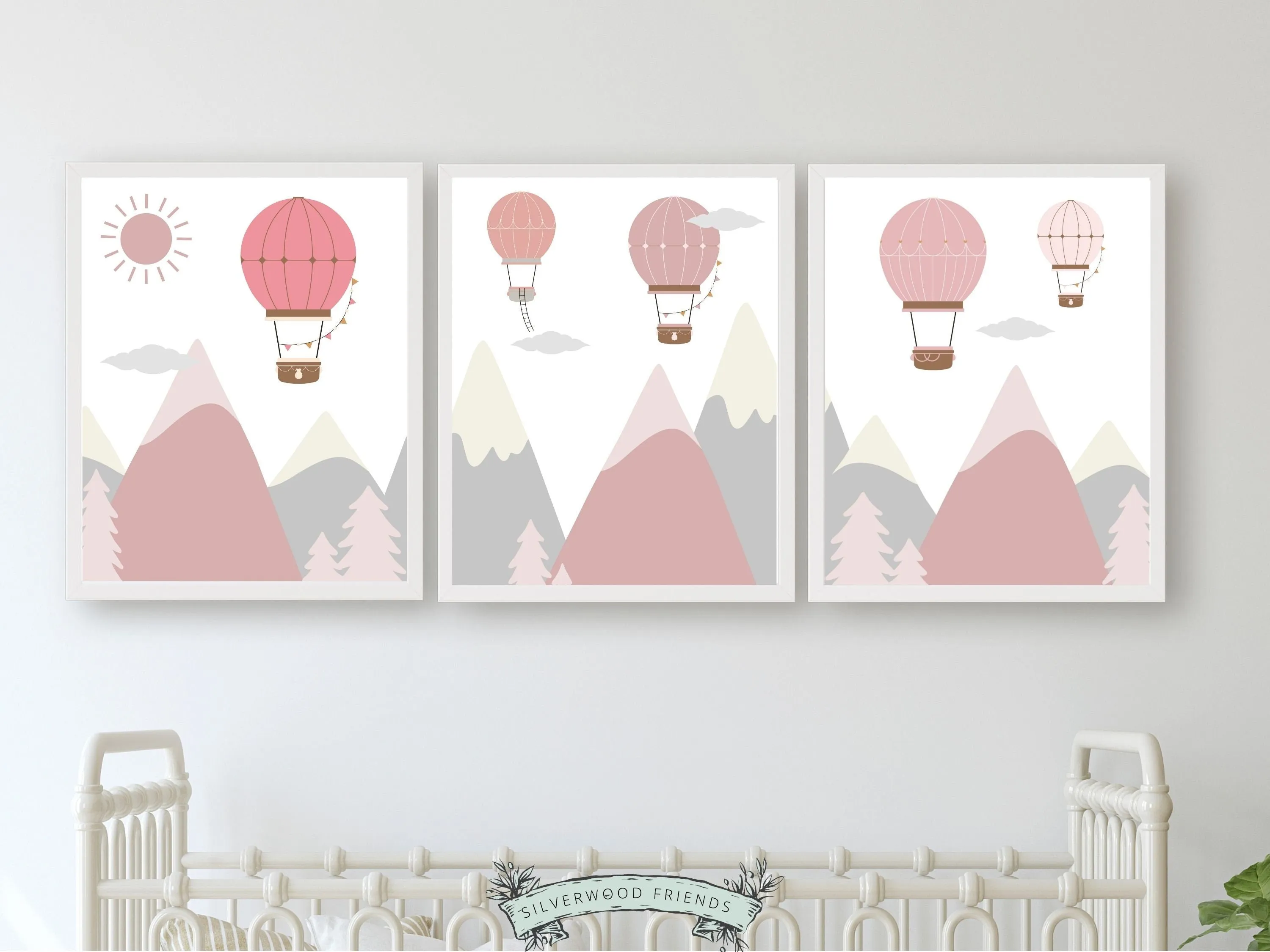 Blush Pink Hot Air Balloon Adventure Prints