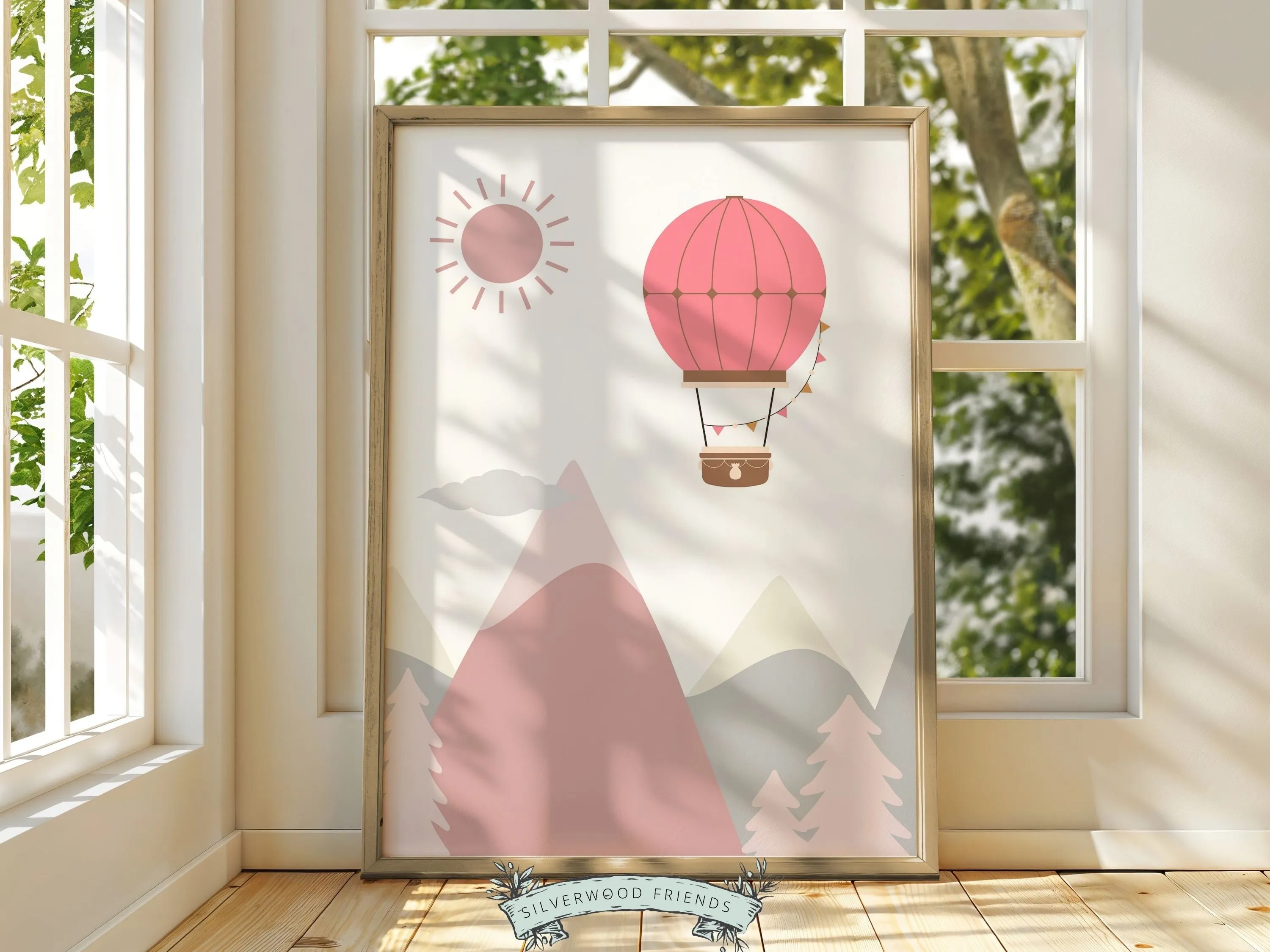 Blush Pink Hot Air Balloon Adventure Prints