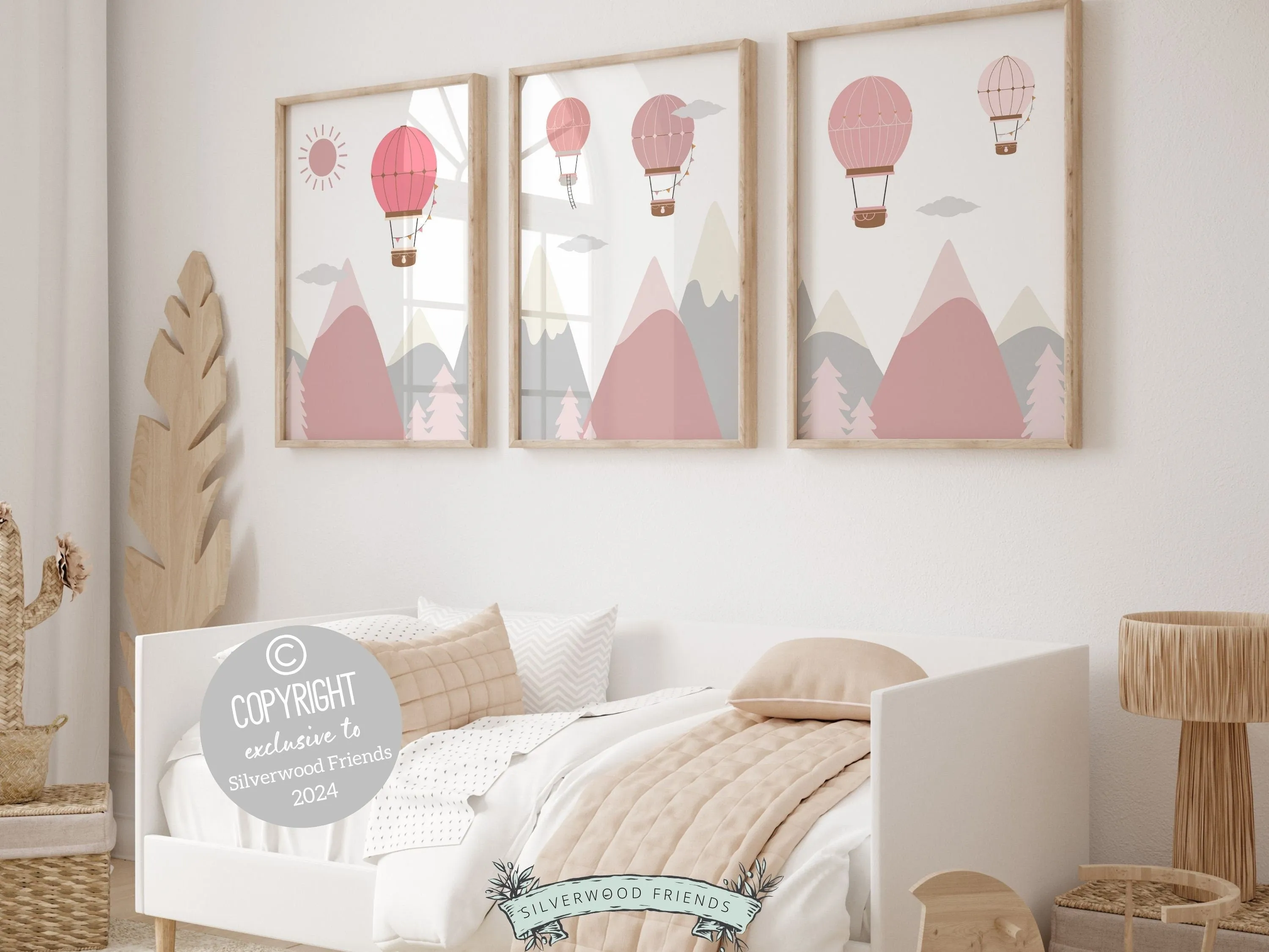 Blush Pink Hot Air Balloon Adventure Prints