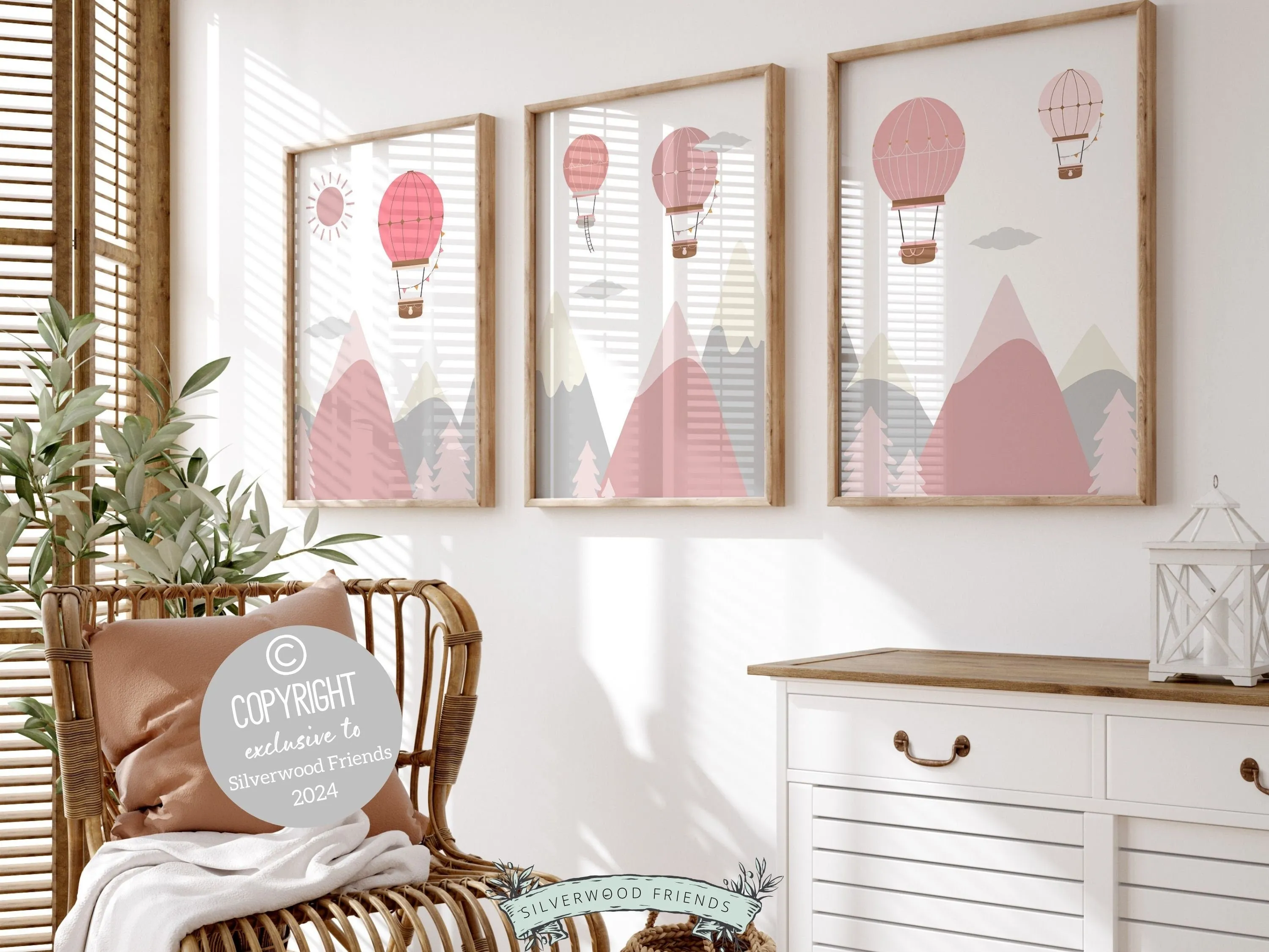 Blush Pink Hot Air Balloon Adventure Prints