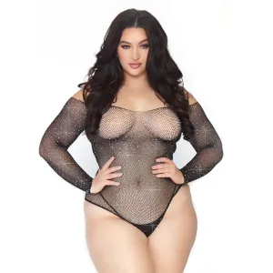 Leg Avenue Crystalized Long Sleeve Body Plus Size 14 To 18