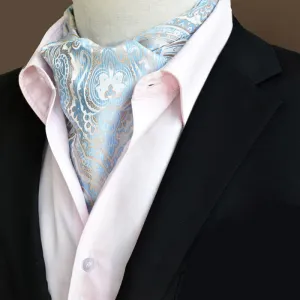 SkyBlue Leisure Prom Gents Floral Ascot Paisley Cravat