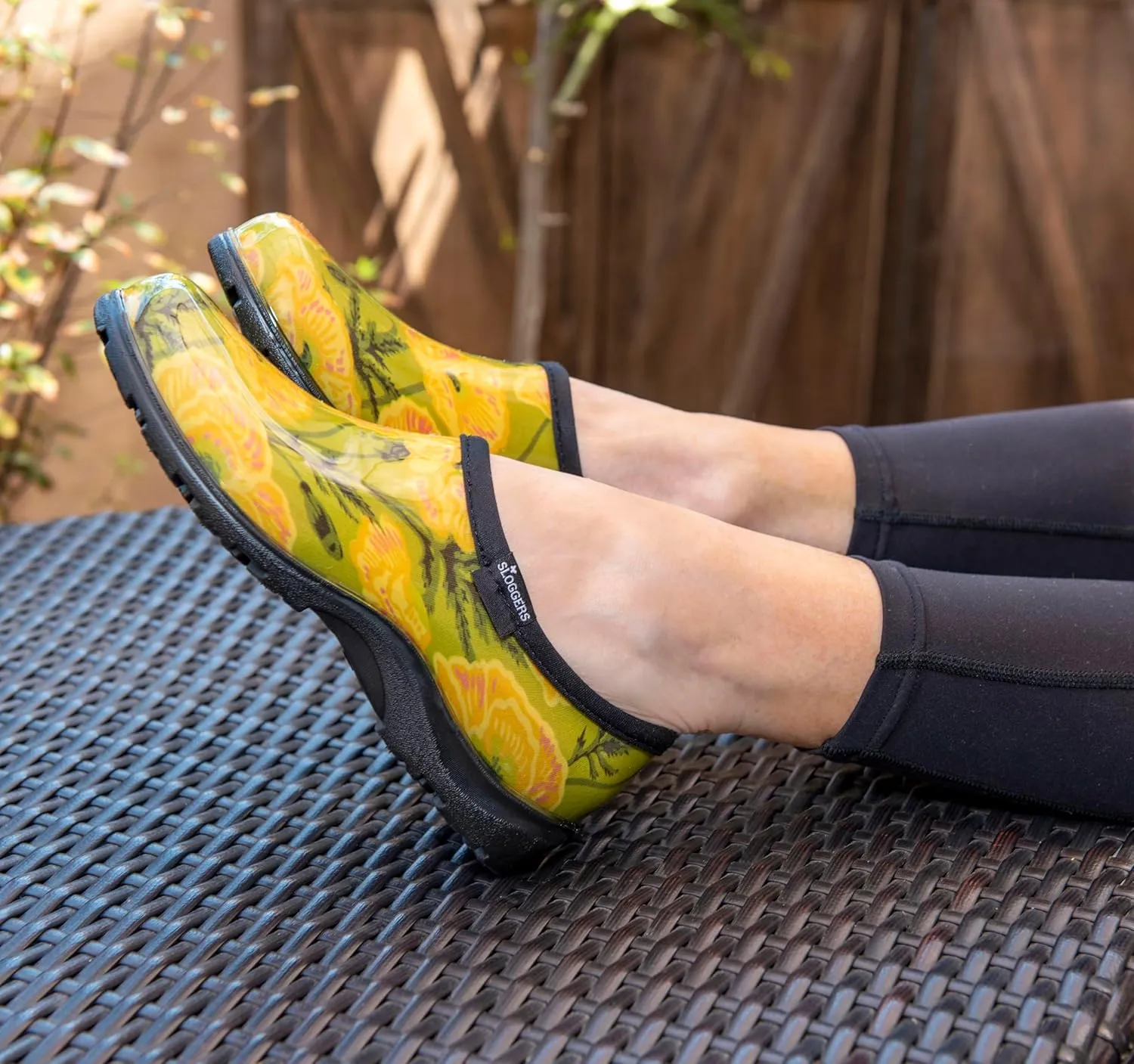 Sloggers Original Waterproof Rain and Garden Shoe for Women Outdoor Slip-On Garden Clog - Made in The USA with Premium Comfort Insole and Arch Support - Bold Poppies Lt Green, Size 8